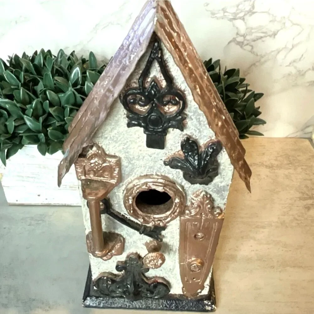 One of a kind wooden birdhouse reclaimed wood and vintage hardware must see